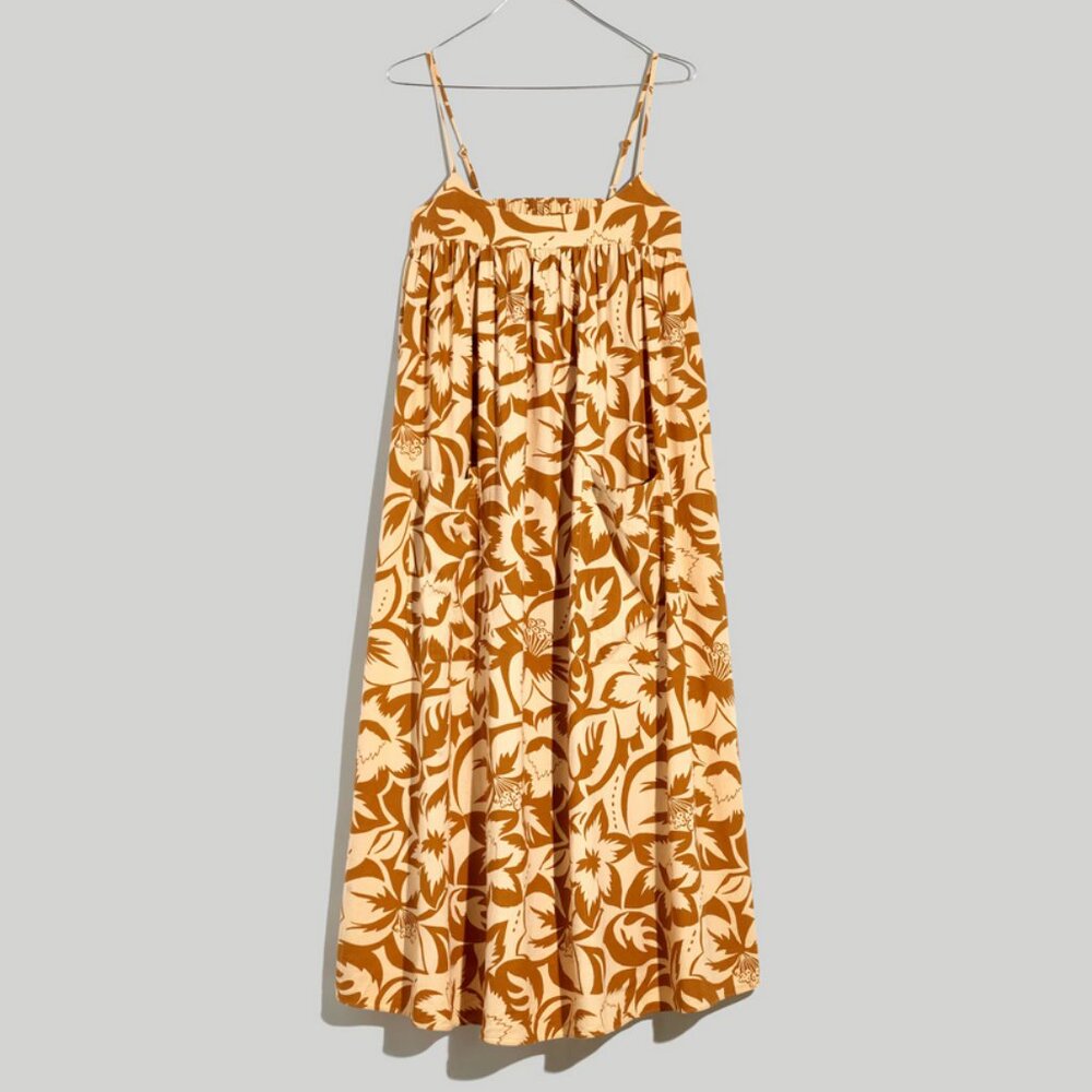 Madewell Linen-Blend Cami Midi Dress in Tropicale Floral - Size Small